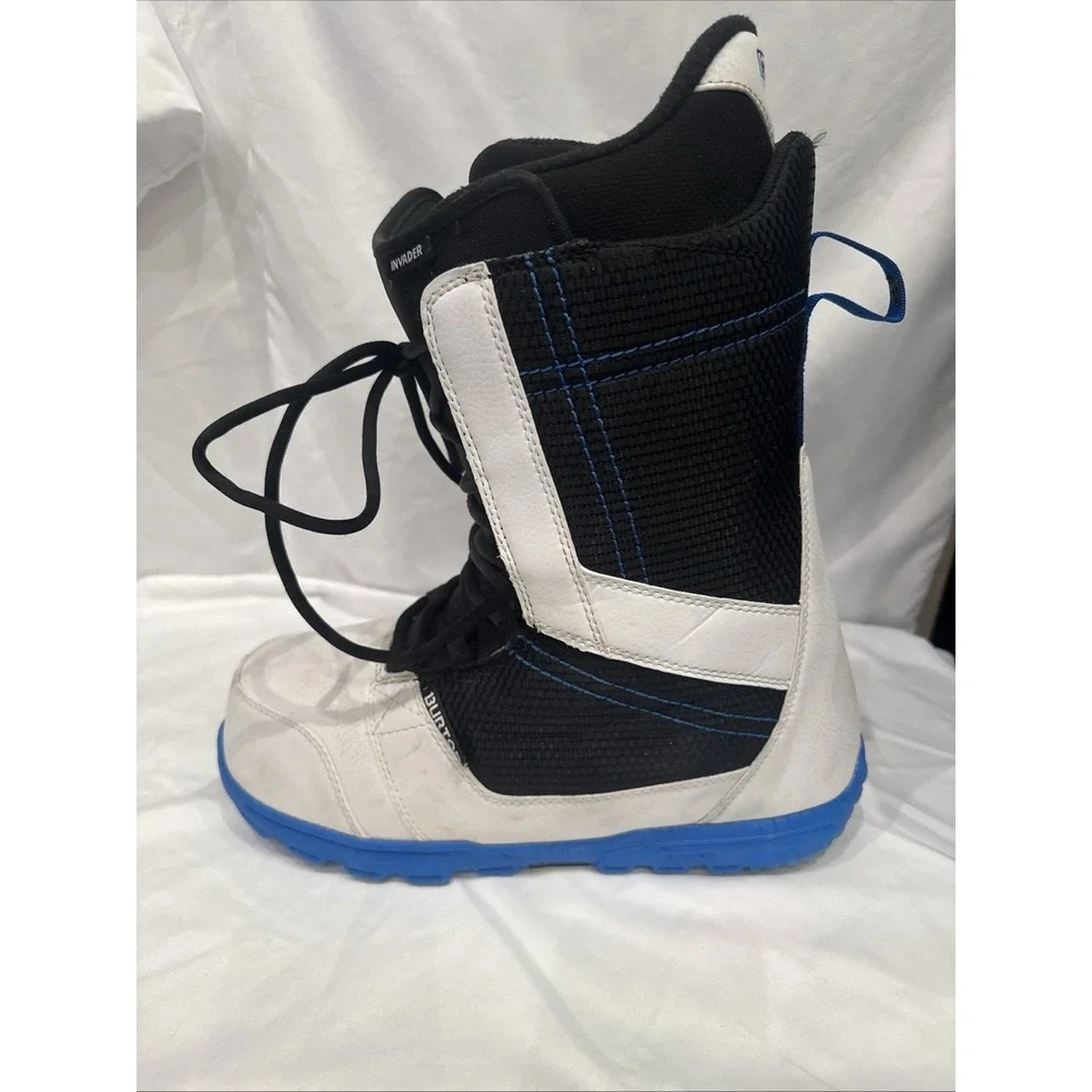 Burton Invader Snowboard Boots Men's Size 12 White Blue Lace Up Soft Flex